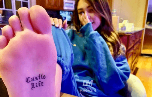 美国甜心歌手麦迪逊・比尔啤酒妹大秀足底新纹身