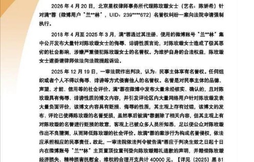 陈妍希不忍了，申请强制执行，背后造谣者被扒，前夫陈晓背了锅.