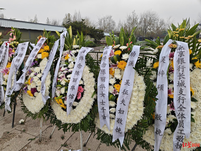 ▲杨澜吴征夫妇送来花圈